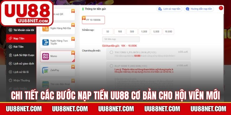 Chi tiết các bước nạp tiền UU88 cơ bản cho hội viên mới